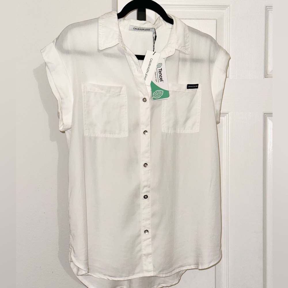 Calvin Klein Jeans White Button Down Shirt size Small